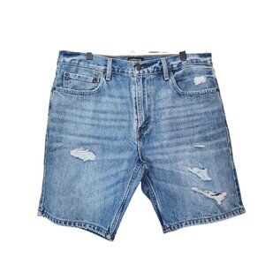 Levis 511 Mens Distressed Denim Shorts W36 Light Wash Rip Details